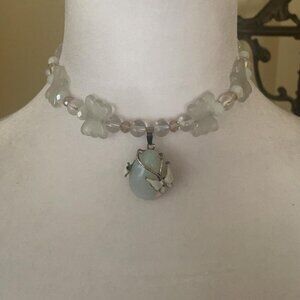 Hand made moon stone butterfly necklace